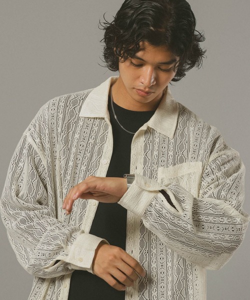 RAGEBLUE（レイジブルー）の「レースシアールーズシャツ（シャツ/ブラウス・メンズ・ブラック/ホワイト/ブラウン・MEDIUM/LARGE）」の10枚目の写真