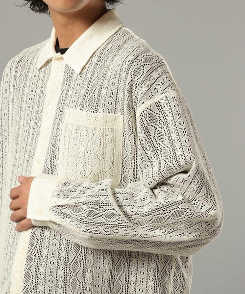 RAGEBLUE（レイジブルー）の「レースシアールーズシャツ（シャツ/ブラウス・メンズ・ブラック/ホワイト/ブラウン・MEDIUM/LARGE）」の22枚目の写真