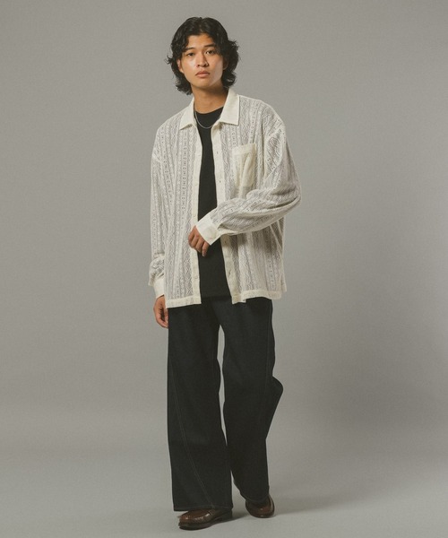 RAGEBLUE（レイジブルー）の「レースシアールーズシャツ（シャツ/ブラウス・メンズ・ブラック/ホワイト/ブラウン・MEDIUM/LARGE）」の6枚目の写真