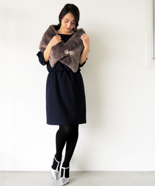 N.(N. Natural Beauty Basic)(エヌエヌナチュラルビューティーベーシック)の「テープフリルドルマンワンピース(ワンピース・レディース・ベージュ/ネイビー/グレー/ブラック・MEDIUM)」の4枚目の写真