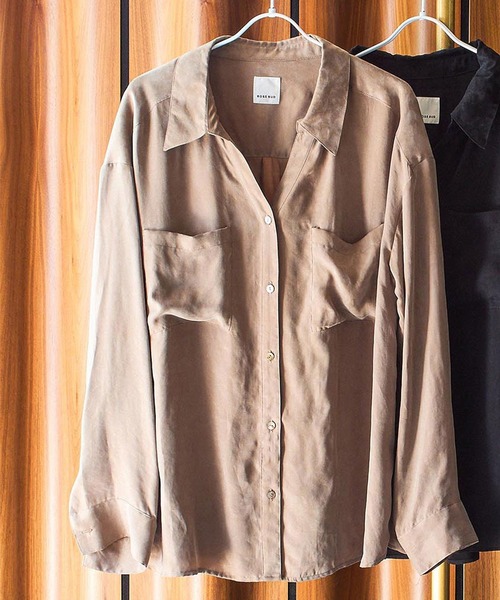 ROSE BUD(ローズバッド)の「FIBRIL SHIRT(シャツ/ブラウス・レディース・ブラック/ピンク/ベージュ・ONE SIZE)」の2枚目の写真