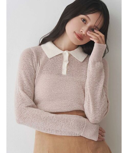 MERCURYDUO（マーキュリーデュオ）の「クリアボタンポロニット（ニット/セーター・レディース・ベビーピンク/ブルー/イエロー・FREE）」の3枚目の写真