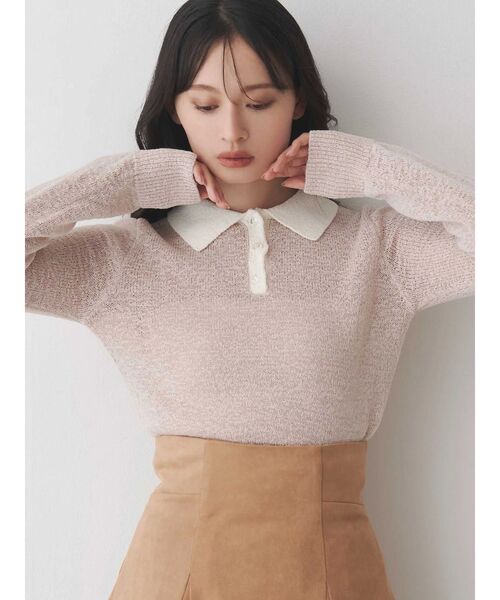 MERCURYDUO（マーキュリーデュオ）の「クリアボタンポロニット（ニット/セーター・レディース・ベビーピンク/ブルー/イエロー・FREE）」の10枚目の写真