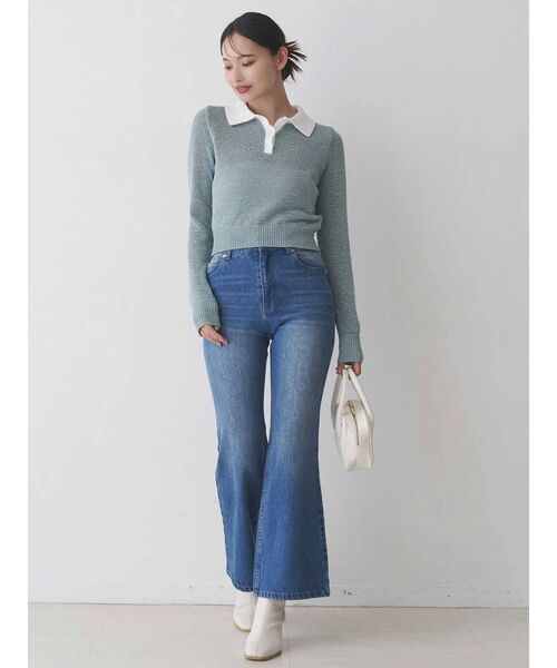 MERCURYDUO（マーキュリーデュオ）の「クリアボタンポロニット（ニット/セーター・レディース・ベビーピンク/ブルー/イエロー・FREE）」の13枚目の写真