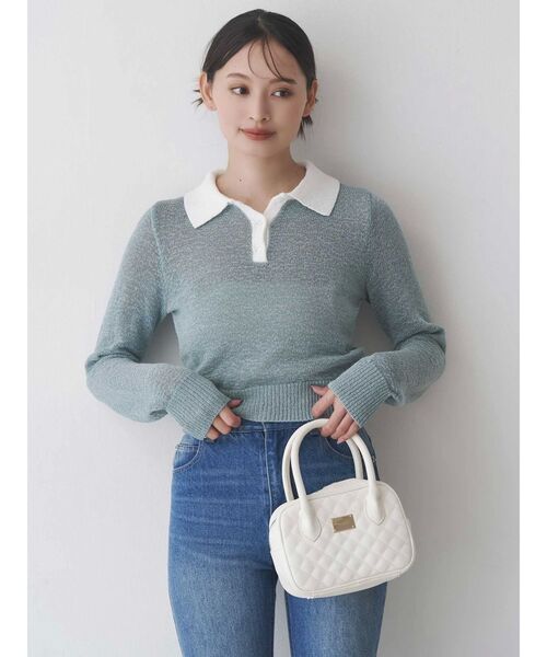 MERCURYDUO（マーキュリーデュオ）の「クリアボタンポロニット（ニット/セーター・レディース・ベビーピンク/ブルー/イエロー・FREE）」の15枚目の写真