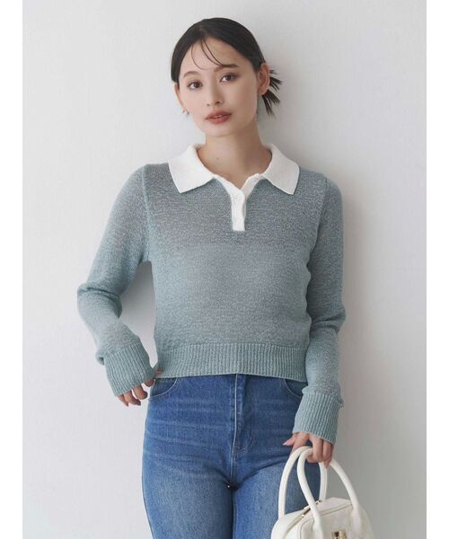 MERCURYDUO（マーキュリーデュオ）の「クリアボタンポロニット（ニット/セーター・レディース・ベビーピンク/ブルー/イエロー・FREE）」の16枚目の写真