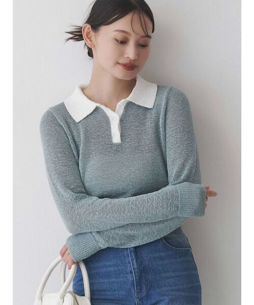 MERCURYDUO（マーキュリーデュオ）の「クリアボタンポロニット（ニット/セーター・レディース・ベビーピンク/ブルー/イエロー・FREE）」の17枚目の写真