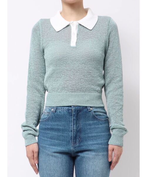 MERCURYDUO（マーキュリーデュオ）の「クリアボタンポロニット（ニット/セーター・レディース・ベビーピンク/ブルー/イエロー・FREE）」の18枚目の写真