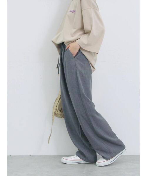 Samansa Mos2 blue（サマンサモスモスブルー）の「ウエストフリルイージーパンツ（その他パンツ・レディース・ブラウン/ベージュ/ブラック/チャコールグレー・F）」の6枚目の写真