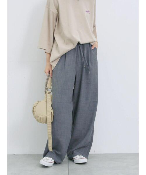 Samansa Mos2 blue（サマンサモスモスブルー）の「ウエストフリルイージーパンツ（その他パンツ・レディース・ブラウン/ベージュ/ブラック/チャコールグレー・F）」の7枚目の写真