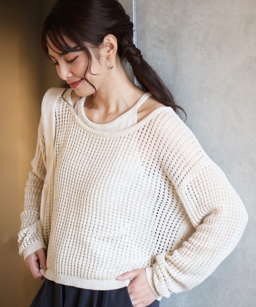Ehre style(エーレスタイル)の「リネン混 夏→秋 頼れるレイヤーセット(その他トップス・レディース・ベージュ/ブラック・FREE)」の2枚目の写真