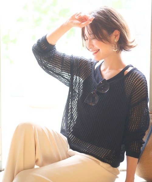 Ehre style(エーレスタイル)の「リネン混 夏→秋 頼れるレイヤーセット(その他トップス・レディース・ベージュ/ブラック・FREE)」の8枚目の写真