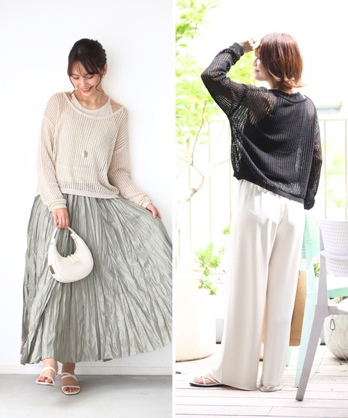 Ehre style(エーレスタイル)の「リネン混 夏→秋 頼れるレイヤーセット(その他トップス・レディース・ベージュ/ブラック・FREE)」の6枚目の写真