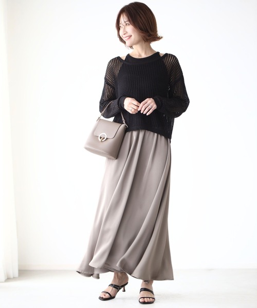 Ehre style(エーレスタイル)の「リネン混 夏→秋 頼れるレイヤーセット(その他トップス・レディース・ベージュ/ブラック・FREE)」の7枚目の写真