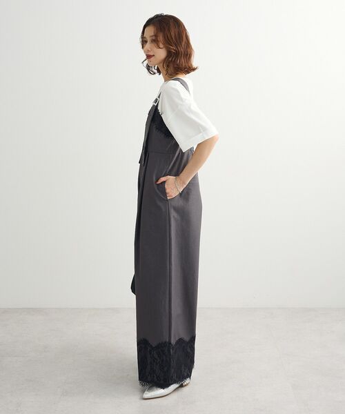 Sugar spoon（シュガースプーン）の「・SUGAR SPOON レーストリムオールインワン（サロペット/オーバーオール・レディース・チャコールグレー/ネイビー/ブラウン・FREE）」の7枚目の写真