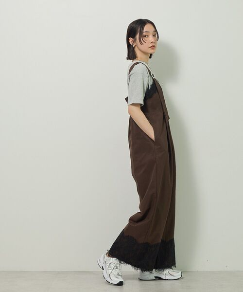 Sugar spoon（シュガースプーン）の「・SUGAR SPOON レーストリムオールインワン（サロペット/オーバーオール・レディース・チャコールグレー/ネイビー/ブラウン・FREE）」の12枚目の写真