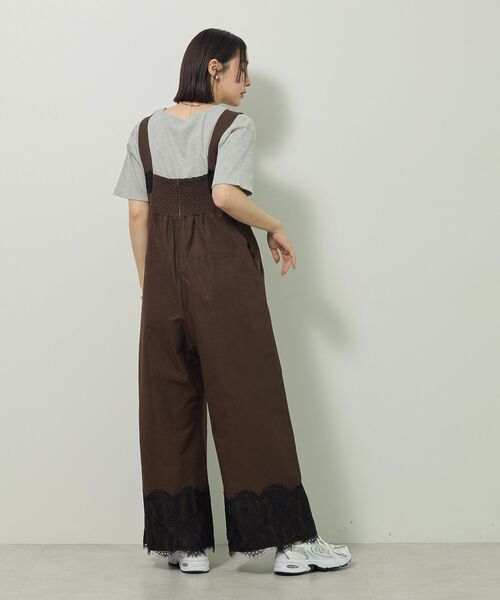 Sugar spoon（シュガースプーン）の「・SUGAR SPOON レーストリムオールインワン（サロペット/オーバーオール・レディース・チャコールグレー/ネイビー/ブラウン・FREE）」の14枚目の写真