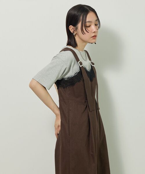 Sugar spoon（シュガースプーン）の「・SUGAR SPOON レーストリムオールインワン（サロペット/オーバーオール・レディース・チャコールグレー/ネイビー/ブラウン・FREE）」の16枚目の写真