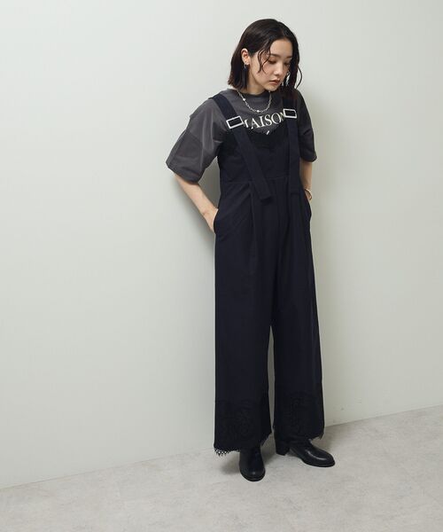 Sugar spoon（シュガースプーン）の「・SUGAR SPOON レーストリムオールインワン（サロペット/オーバーオール・レディース・チャコールグレー/ネイビー/ブラウン・FREE）」の18枚目の写真