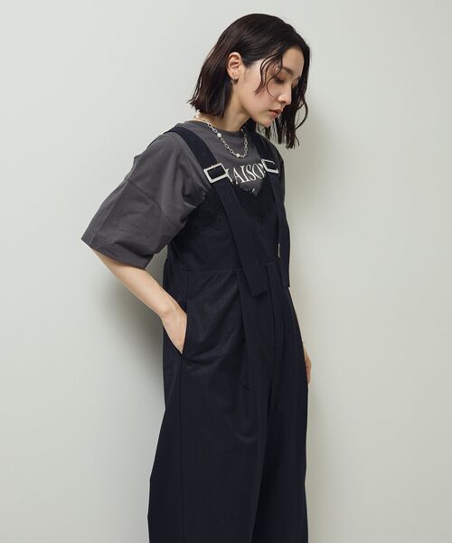 Sugar spoon（シュガースプーン）の「・SUGAR SPOON レーストリムオールインワン（サロペット/オーバーオール・レディース・チャコールグレー/ネイビー/ブラウン・FREE）」の21枚目の写真