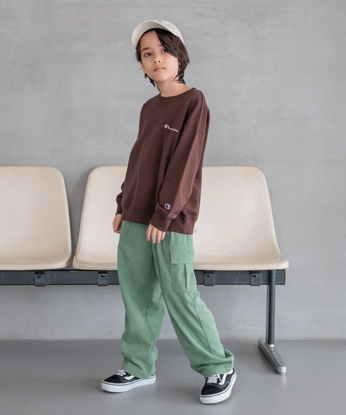 BAYFLOW（ベイフロー）の「[ウエストオールゴム仕様で着脱簡単♪]コーデュロイカーゴパンツ(KIDS)（カーゴパンツ・キッズ・グリーン/ピンク/ブルー・110cm/120cm/130cm/140cm/150cm）」の20枚目の写真