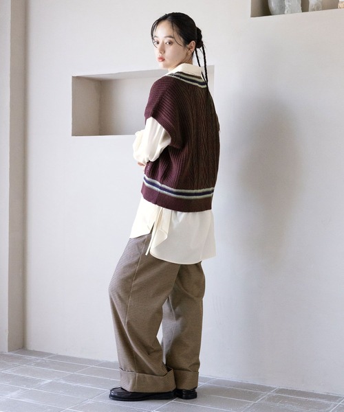 RAGEBLUE（レイジブルー）の「サイドリボン/デザインルーズシャツ（シャツ/ブラウス・レディース・オフホワイト/ワインレッド/ブラック/ブルー・FREE）」の10枚目の写真