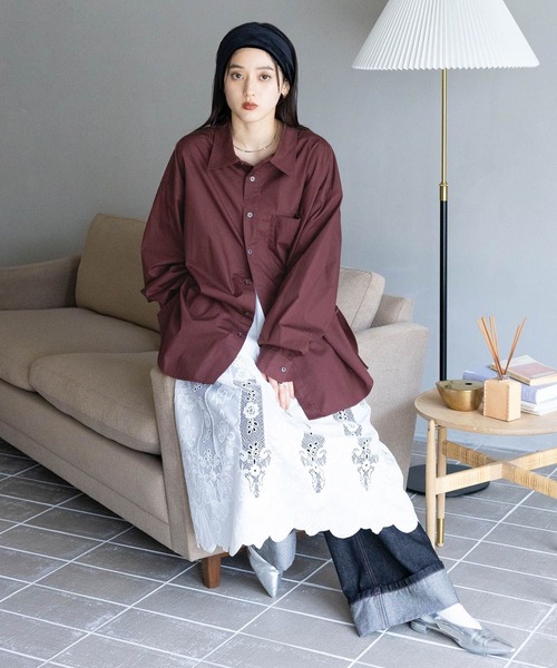 RAGEBLUE（レイジブルー）の「サイドリボン/デザインルーズシャツ（シャツ/ブラウス・レディース・オフホワイト/ワインレッド/ブラック/ブルー・FREE）」の9枚目の写真