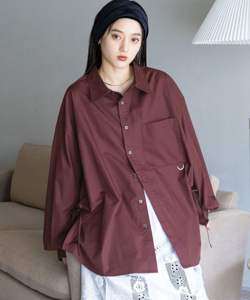 RAGEBLUE（レイジブルー）の「サイドリボン/デザインルーズシャツ（シャツ/ブラウス・レディース・オフホワイト/ワインレッド/ブラック/ブルー・FREE）」の7枚目の写真