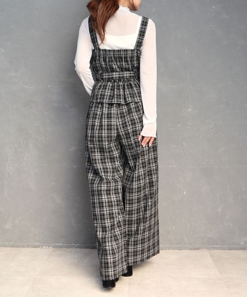 CECIL McBEE（セシルマクビー）の「チェック柄ビスチェセットアップ（ワンピース・レディース・ベージュ/ブラック/ブラウン・LARGE/MEDIUM）」の6枚目の写真