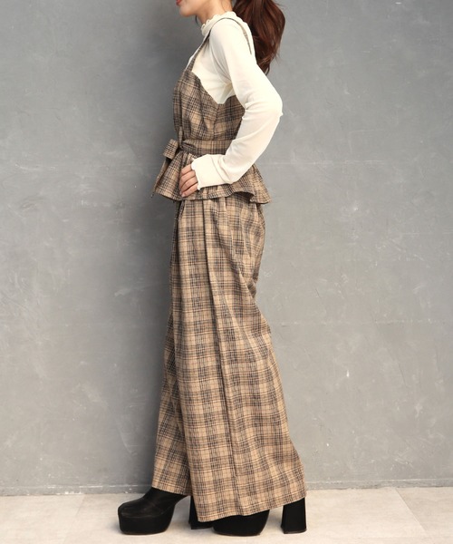 CECIL McBEE（セシルマクビー）の「チェック柄ビスチェセットアップ（ワンピース・レディース・ベージュ/ブラック/ブラウン・LARGE/MEDIUM）」の10枚目の写真