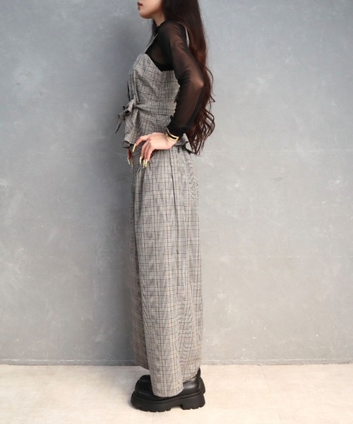CECIL McBEE（セシルマクビー）の「チェック柄ビスチェセットアップ（ワンピース・レディース・ベージュ/ブラック/ブラウン・LARGE/MEDIUM）」の14枚目の写真