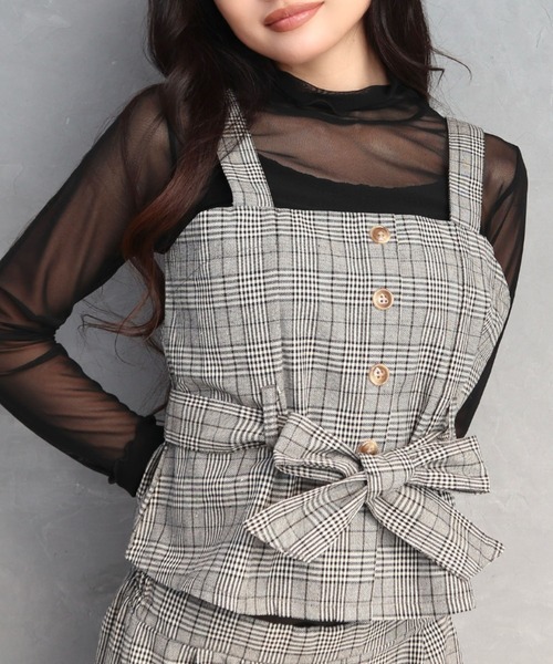 CECIL McBEE（セシルマクビー）の「チェック柄ビスチェセットアップ（ワンピース・レディース・ベージュ/ブラック/ブラウン・LARGE/MEDIUM）」の17枚目の写真