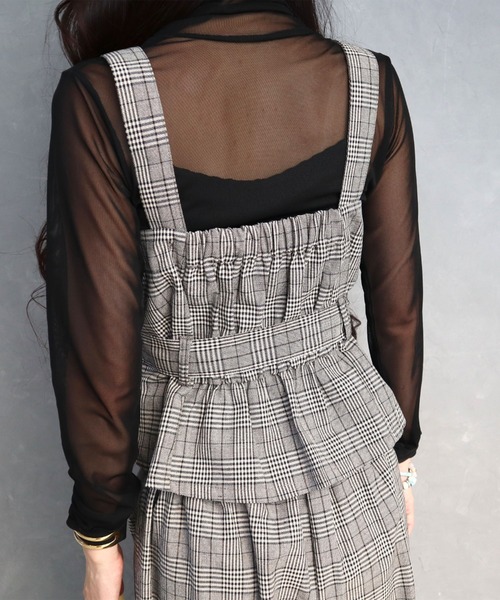 CECIL McBEE（セシルマクビー）の「チェック柄ビスチェセットアップ（ワンピース・レディース・ベージュ/ブラック/ブラウン・LARGE/MEDIUM）」の19枚目の写真