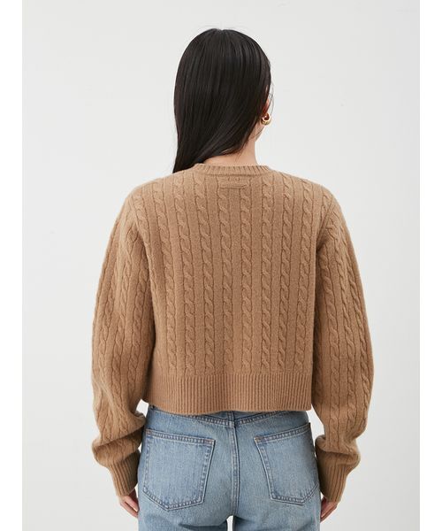 Mila Owen（ミラオーウェン）の「【セットアップ対応】カシミヤタッチケーブルニットカーディガン（カーディガン/ボレロ・レディース・キャメル/オリーブ/マルチ・0/1）」の7枚目の写真