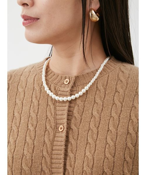 Mila Owen（ミラオーウェン）の「【セットアップ対応】カシミヤタッチケーブルニットカーディガン（カーディガン/ボレロ・レディース・キャメル/オリーブ/マルチ・0/1）」の8枚目の写真