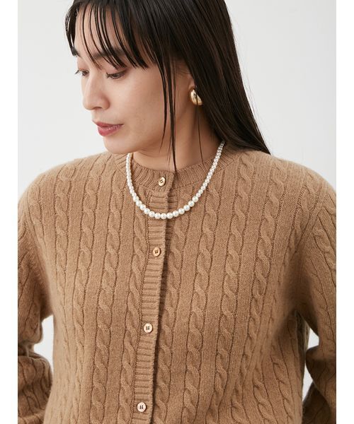 Mila Owen（ミラオーウェン）の「【セットアップ対応】カシミヤタッチケーブルニットカーディガン（カーディガン/ボレロ・レディース・キャメル/オリーブ/マルチ・0/1）」の12枚目の写真