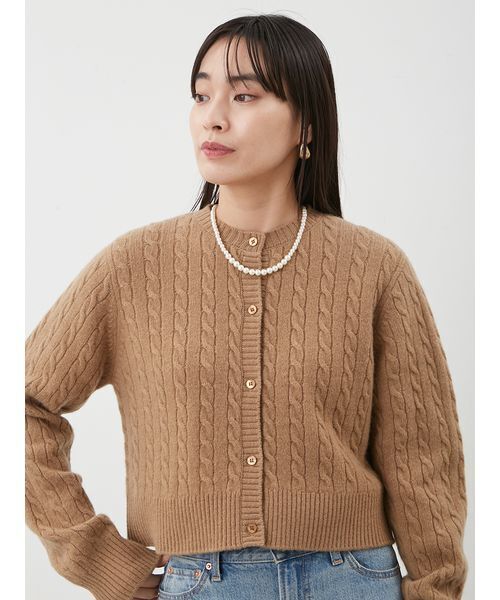 Mila Owen（ミラオーウェン）の「【セットアップ対応】カシミヤタッチケーブルニットカーディガン（カーディガン/ボレロ・レディース・キャメル/オリーブ/マルチ・0/1）」の13枚目の写真