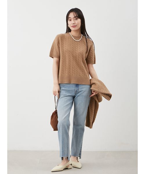 Mila Owen（ミラオーウェン）の「【セットアップ対応】カシミヤタッチケーブルニットカーディガン（カーディガン/ボレロ・レディース・キャメル/オリーブ/マルチ・0/1）」の20枚目の写真