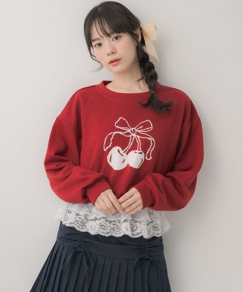 ems excite(エムズエキサイト)の「裾レーストレーナー(Tシャツ/カットソー・レディース・レッド/ダークグレー/ナチュラル・FREE)」の21枚目の写真