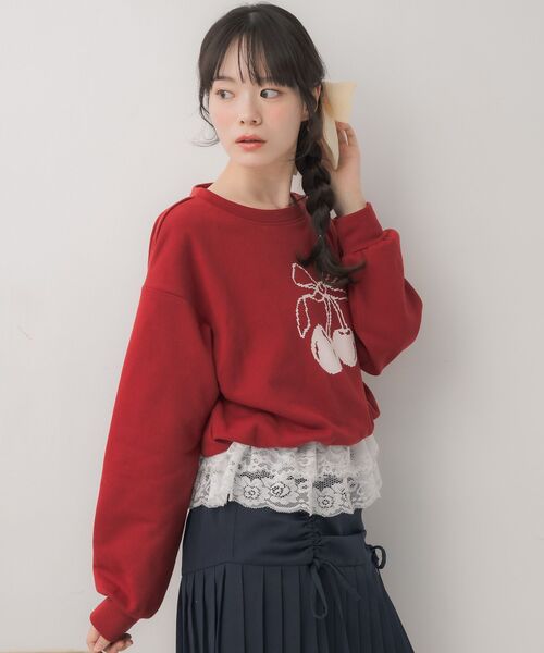 ems excite(エムズエキサイト)の「裾レーストレーナー(Tシャツ/カットソー・レディース・レッド/ダークグレー/ナチュラル・FREE)」の18枚目の写真