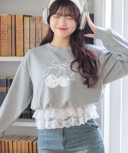 ems excite(エムズエキサイト)の「裾レーストレーナー(Tシャツ/カットソー・レディース・レッド/ダークグレー/ナチュラル・FREE)」の15枚目の写真
