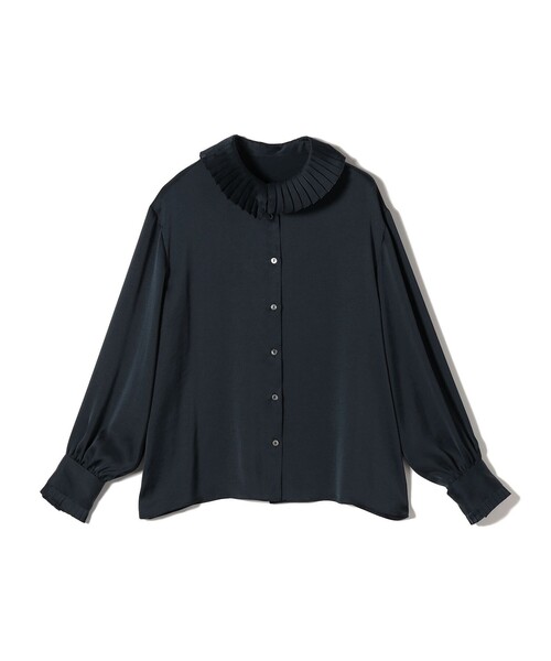 手洗い可能〉ヴィンテージ サテン 襟 プリーツ ブラウス（シャツ