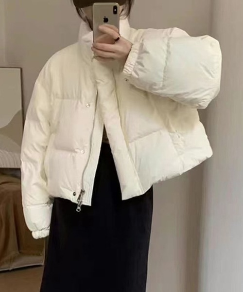 aimoha（アイモハ）の「まるっと可愛いショートダウンジャケット (AW)（ダウンジャケット/コート・レディース・パープル/チョコ/ブラック/オフホワイト・FREE）」の2枚目の写真