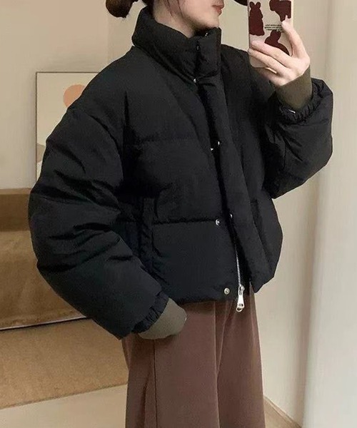 aimoha（アイモハ）の「まるっと可愛いショートダウンジャケット (AW)（ダウンジャケット/コート・レディース・パープル/チョコ/ブラック/オフホワイト・FREE）」の3枚目の写真