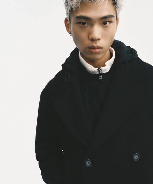 A|X アルマーニ エクスチェンジ】デタッチャブルフード ハーフコート