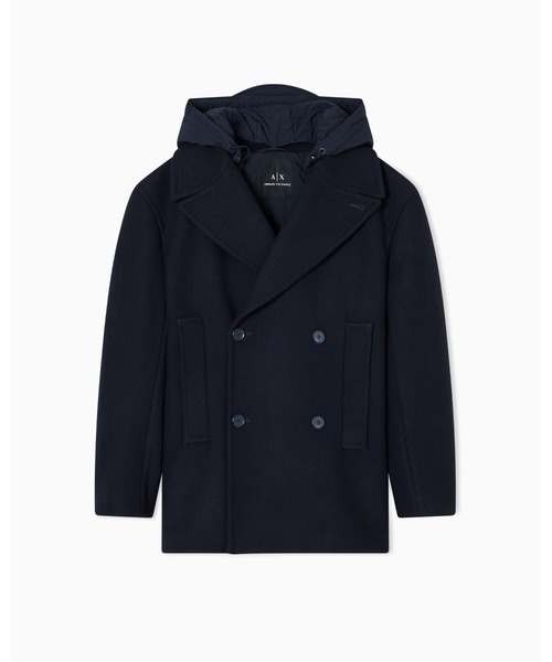 A|X アルマーニ エクスチェンジ】デタッチャブルフード ハーフコート