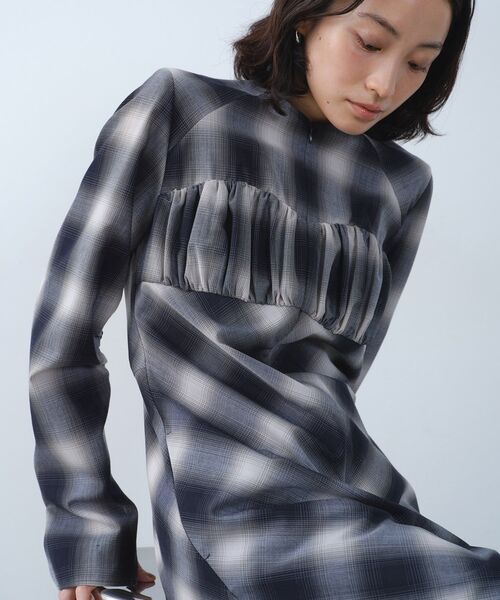 CODE A（コードエー）の「shadow check femi dress（ワンピース・レディース・ブラウン系その他2/ネイビー系1・36/38）」の7枚目の写真