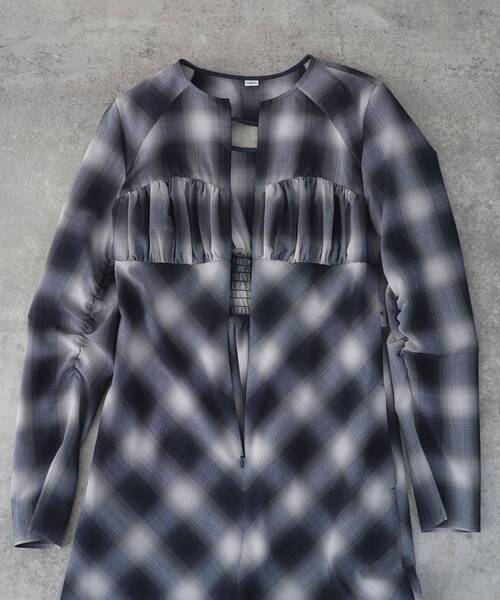 CODE A（コードエー）の「shadow check femi dress（ワンピース・レディース・ブラウン系その他2/ネイビー系1・36/38）」の10枚目の写真