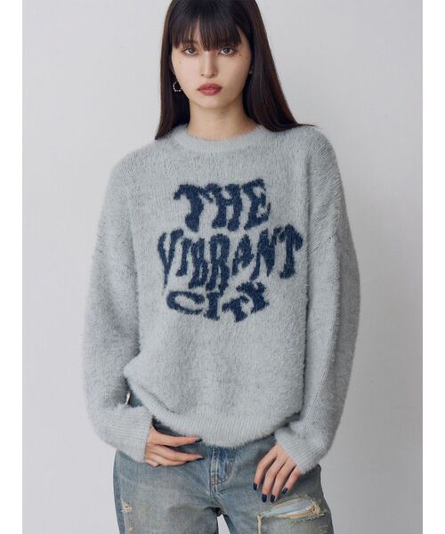 MURUA(ムルーア)の「【WEB限定】ロゴジャガードニット(ニット/セーター・レディース・ブラック/グレー/グリーン・FREE)」の1枚目の写真