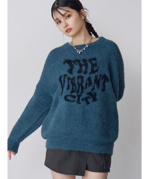 MURUA(ムルーア)の「【WEB限定】ロゴジャガードニット(ニット/セーター・レディース・ブラック/グレー/グリーン・FREE)」の3枚目の写真